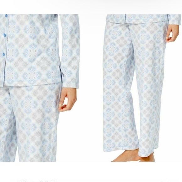 Charter Club Intimates Womens Plus Size Fleece Long Sleeve Pajama Set Tile Print - Picture 2 of 4